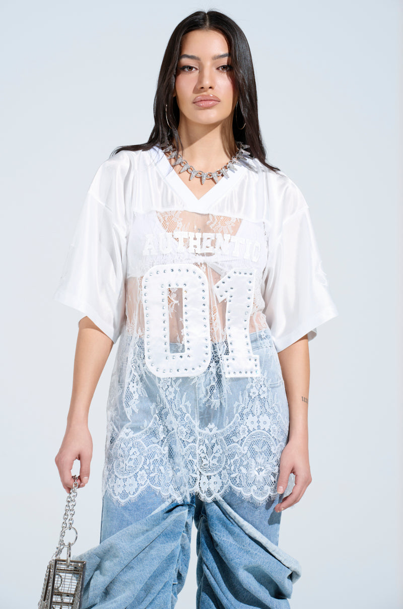 CHARMING LACE JERSEY DRESS
