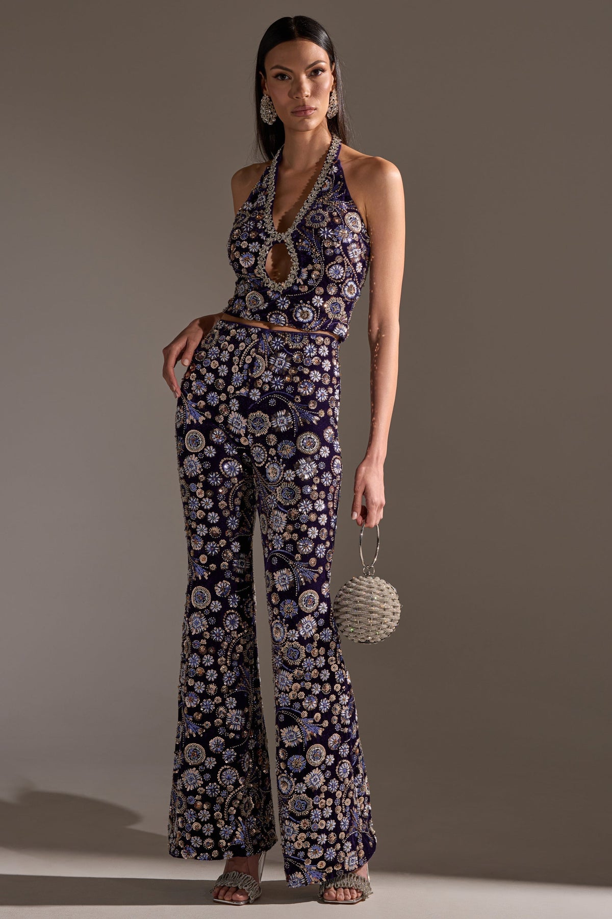 QUEEN OF EVERYTHING RHINESTONE HALTER BLOUSE