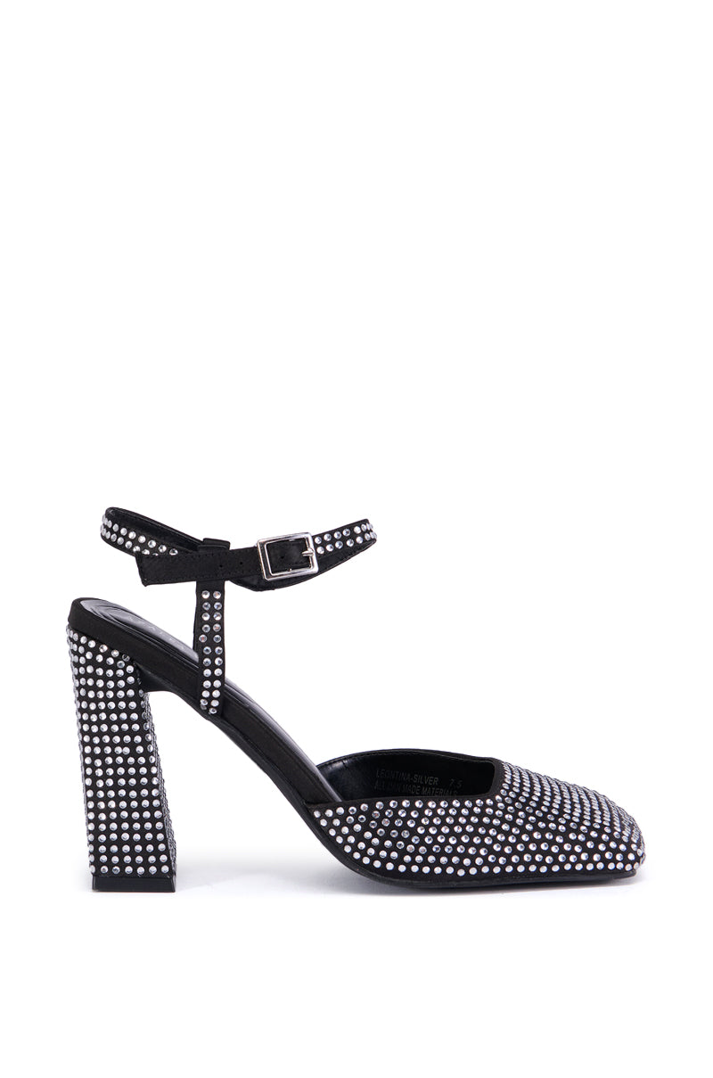 AZALEA WANG LEONTINA SILVER RHINESTONE PUMP