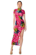 PRIYANKA PAISLEY BURNOUT MIDI DRESS IN PINK